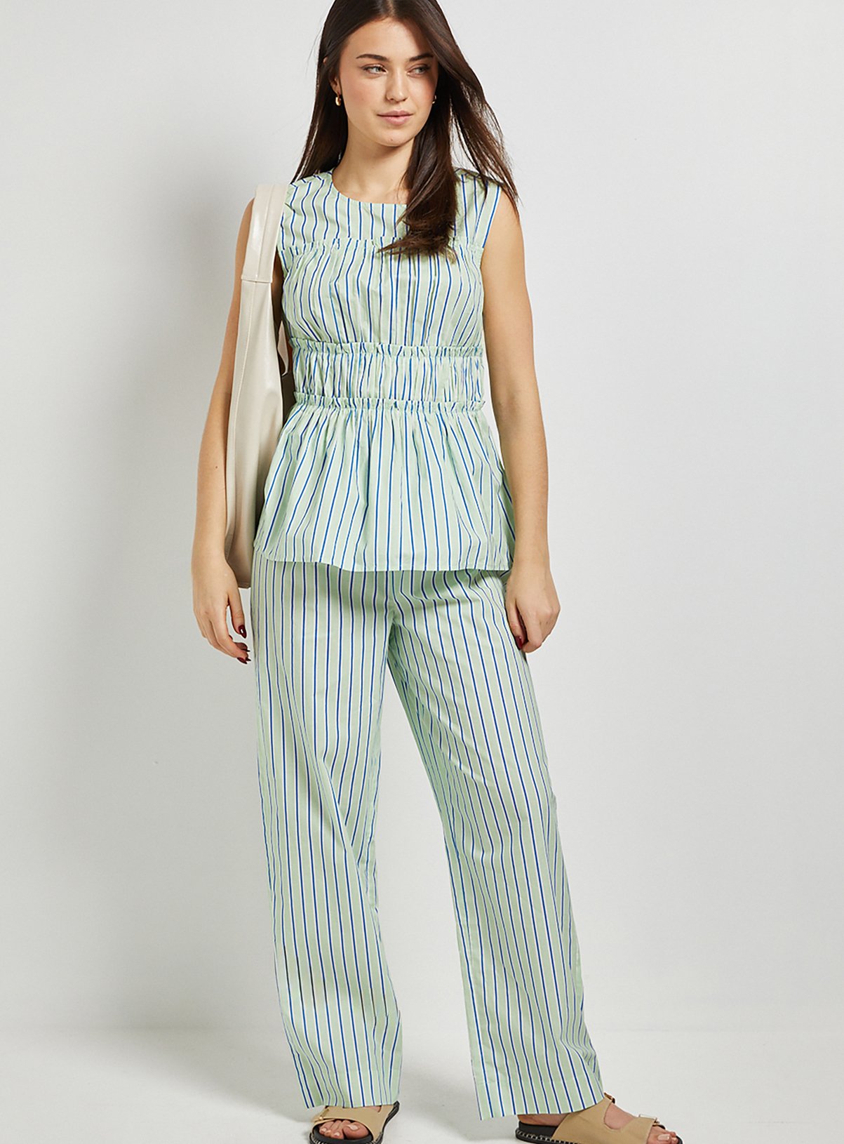 DOROTHY PERKINS Stripe Frill Detail Peplum Printed Shell Top 10 - Image 2 thumbnail